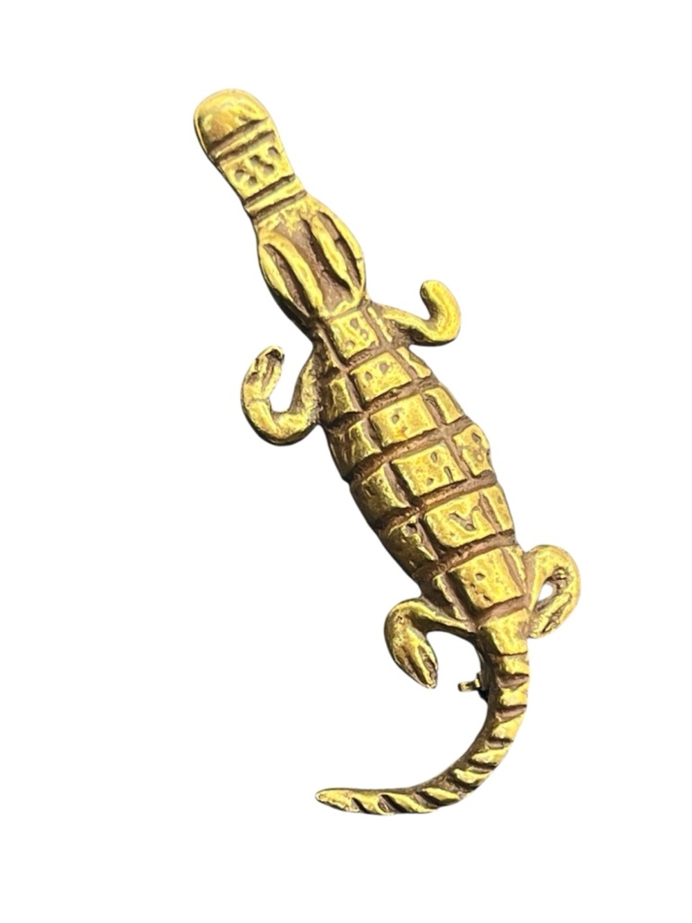 Alva Studios Crocodile Alligator Gold Tone Brooch Pin vintage